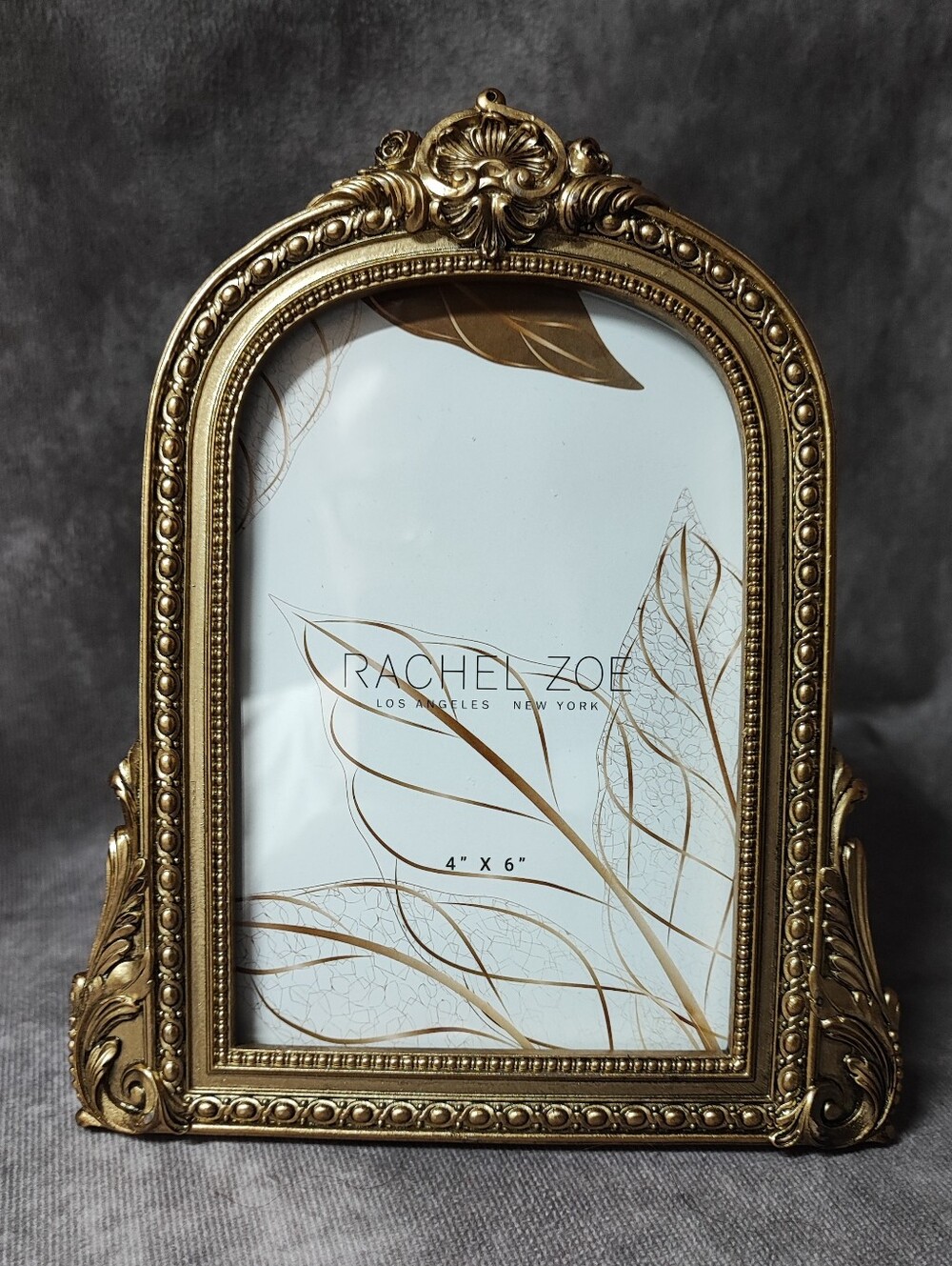 4x6 Rachel Zoe Brand Gold Tone Gilt Arched Ornate Vintage Repro Picture Frame